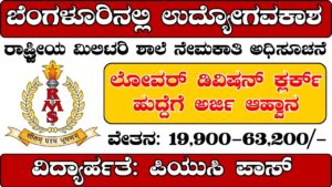 Rashtriya Military School Bengaluru recruitment