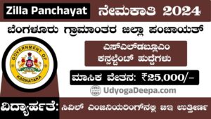 Zilla Panchayat Bengaluru Recruitment 2024