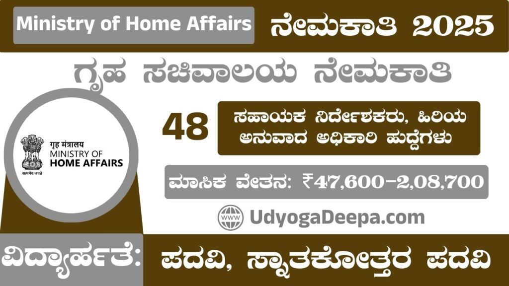 Ministry of Home Affairs Recruitment 2025